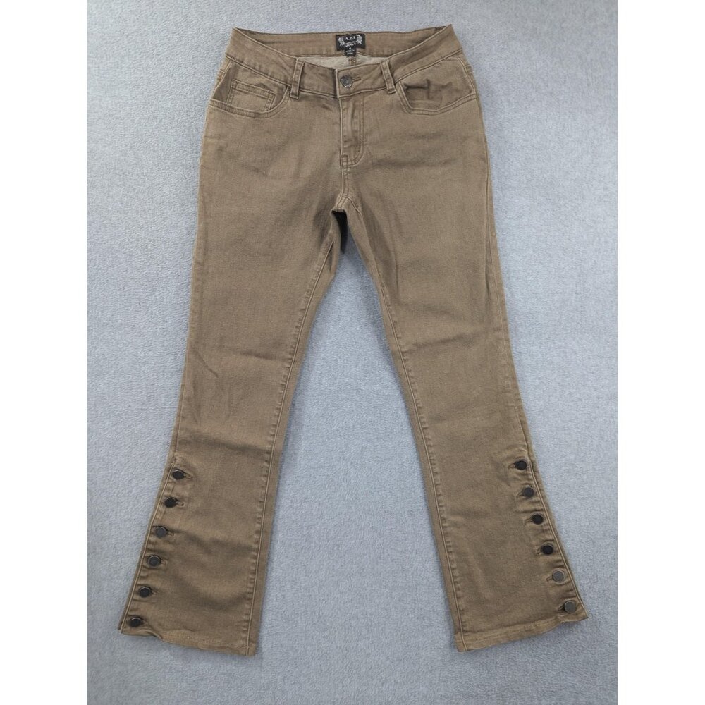 A.Z.I Jeans Womens 4 Brown Stretch Bootcut Snap Button Hem Five Pocket Denim